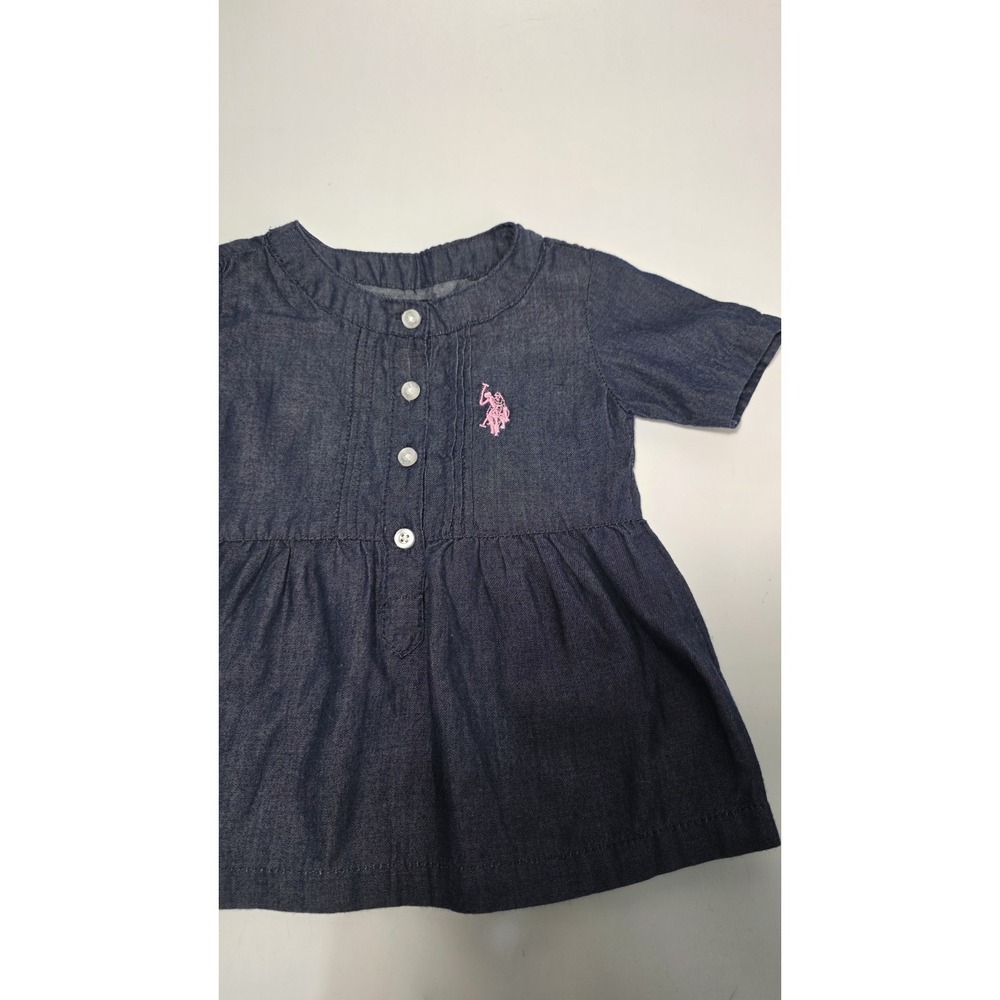 US Polo Assn. Denim Dress Pink Logo 18m